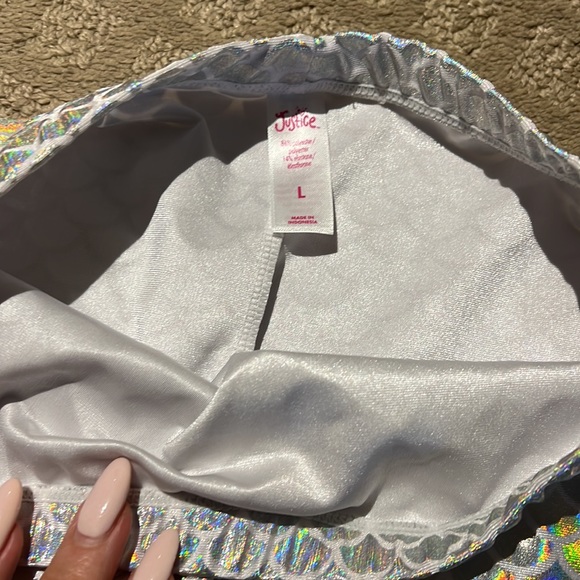 Girls Justice Mermaid 🧜♀️ silver tail swim coverup size Large like new - Picture 5 of 6